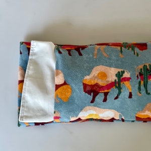 Desert Buffalo Flannel Heat Pack. Microwave Heating Pad with Washable Cover. Rice Flaxseed heatpack. Removable Cover. Cactus Sunset Heat Pad image 1