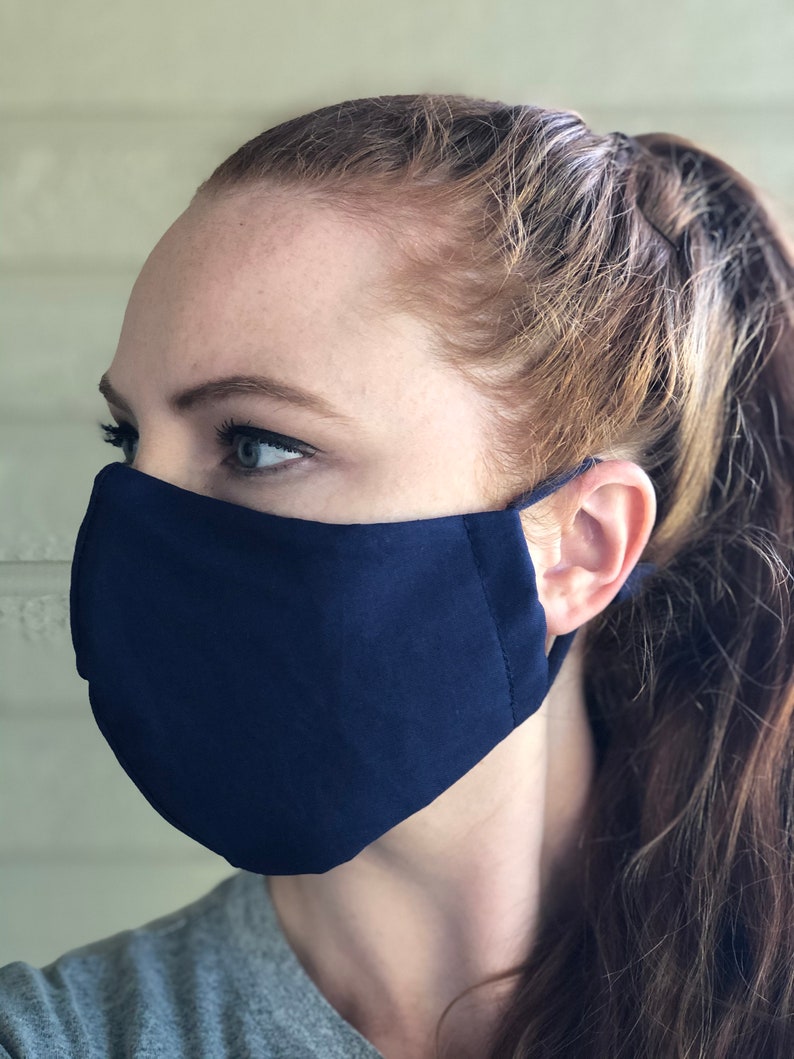 Navy blue Reusable Face Mask with filter pocket wire nose | Etsy