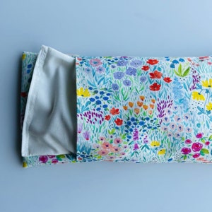 Watercolor Floral Microwave Heating Pad with Washable Cover. Rice/Flaxseed heating pack. Spring Floral Cotton Removable Cover. Choose Size