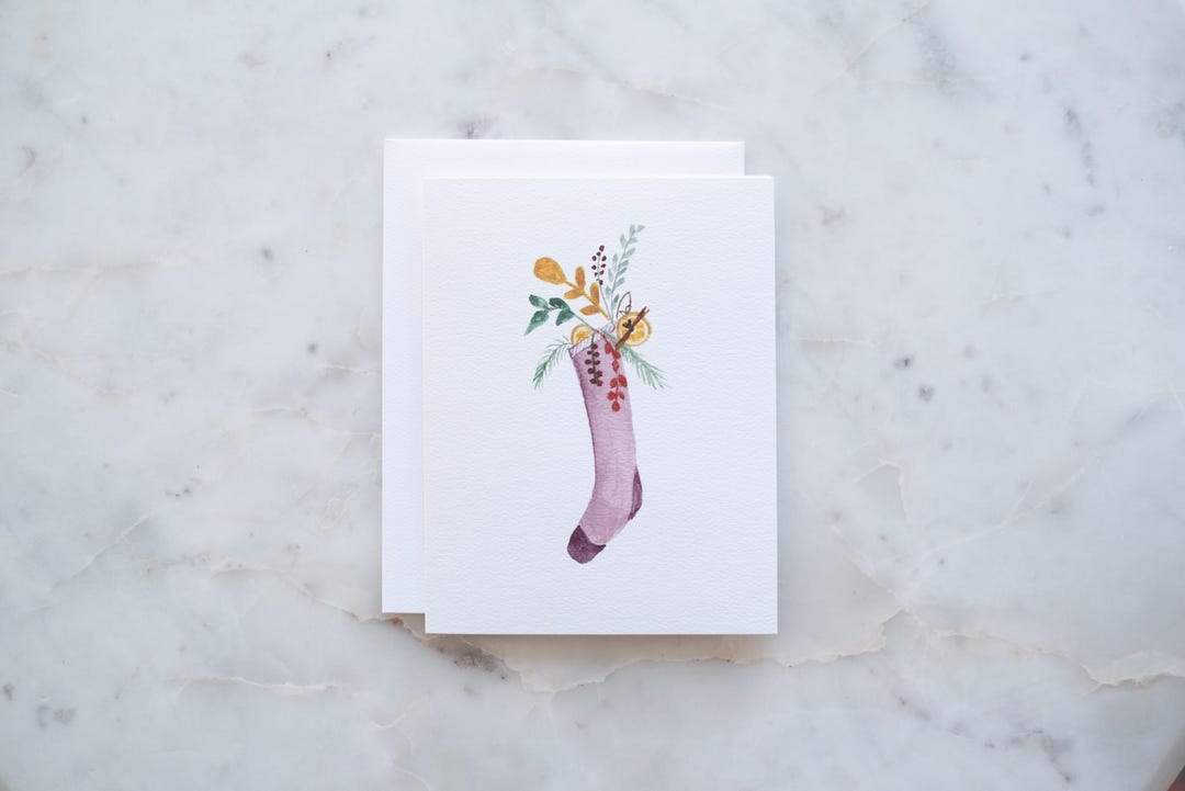 Stocking Floral Card - Etsy