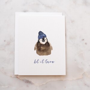 Tarjeta de pingüino "Que nieve"