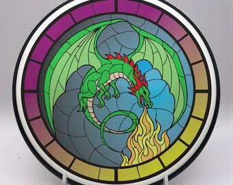 Stained Glass Dragon - SVG Disc Dye Template for Vinyl