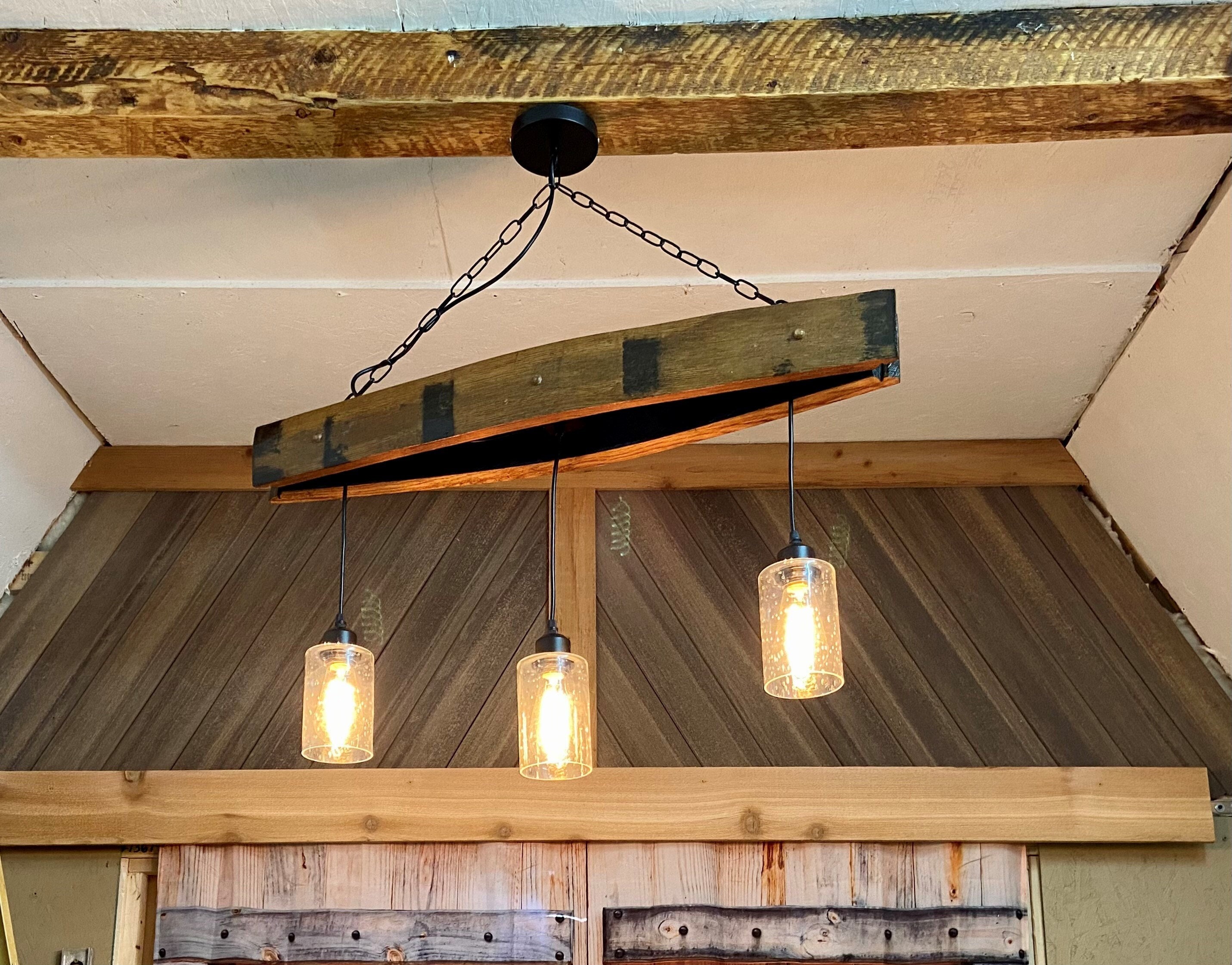 備前焼灯籠3段只今土日限定です❣️です❣️ Bourbon Barrel Chandelier With Glass Shades, 3 Light Pendant