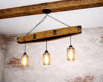 Bourbon Barrel Chandelier: Rustic 3-Light Whiskey Bar Pendant
