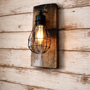 Bourbon Barrel Stave Sconce: Rustic Farmhouse Wall Light