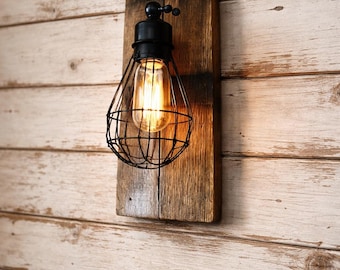 Bourbon Barrel Stave Sconce: Rustic Farmhouse Wall Light