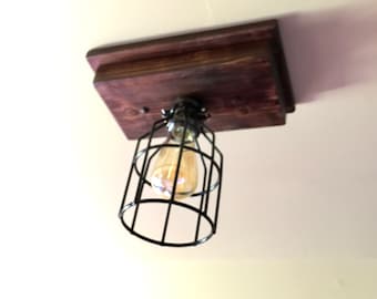 Rustic farmhouse light for country kitchen decor, wooden beam ceiling fixture, strip light replacement with pendant lights, flush mount