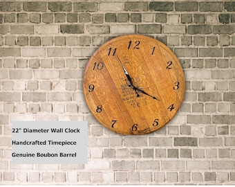 Bourbon Barrel Lid Wall Clock: Handcrafted Whiskey Decor