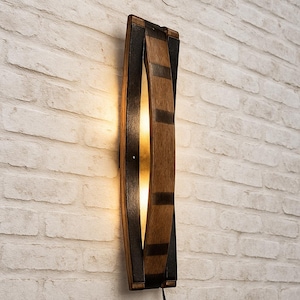 Bourbon Barrel Stave Sconce: Rustic Bar Room Wall Lighting