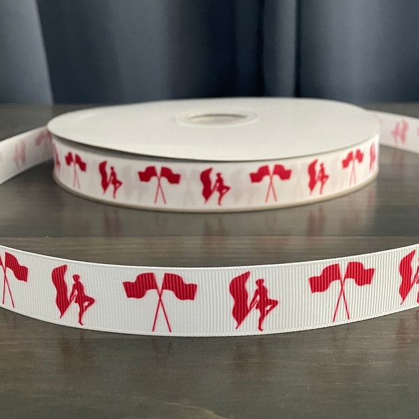 color guard ribbon in red, 7/8" grosgrain ribbon, color guard gift