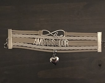 ambassador bracelet, ambassador gift, khaki and white bracelet, gift for her, troop gift, leader gift