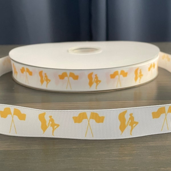 color guard ribbon in golden yellow, 7/8" grosgrain ribbon, color guard gift