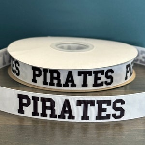 pirates ribbon, 7/8” grosgrain ribbon, school mascot ribbon, pirates school ribbon