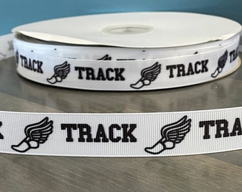 track ribbon, 7/8" grosgrain ribbon, TRACK ribbon great for DIY leis, mums, bows, and zipper pulls
