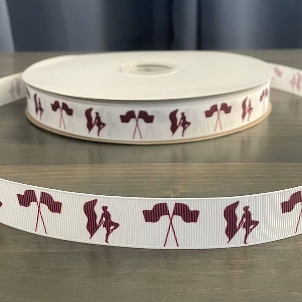 color guard ribbon in maroon / burgundy, 7/8" grosgrain ribbon, color guard gift