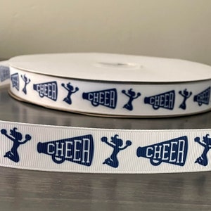 ruban d'acclamation bleu marine et blanc, ruban gros-grain 7/8", ruban de 7/8" idéal pour faire des colliers, des mamans ou des arcs d'acclamation, acclamation bleu marine