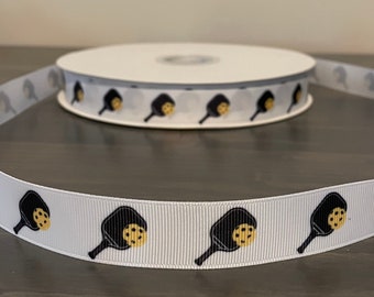 pickleball ribbon, 7/8" grosgrain ribbon, pickle ball diy craft ribbon, diy hair bow,  pickeleball