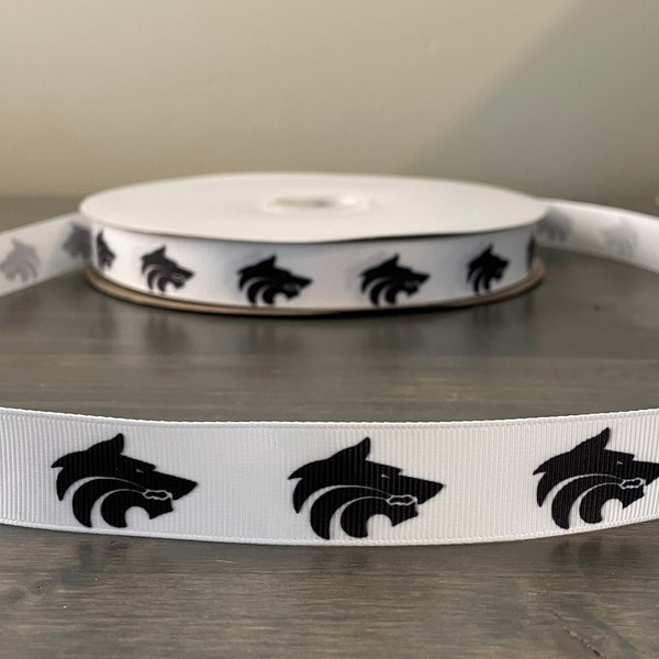 wolfpack ribbon, 7/8” grosgrain ribbon, school mascot ribbon, wolves ribbon