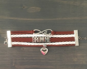 brownie bracelet, infinity bracelet with the word brownie on it, gift for girl, adjustable sized bracelet, troop gift