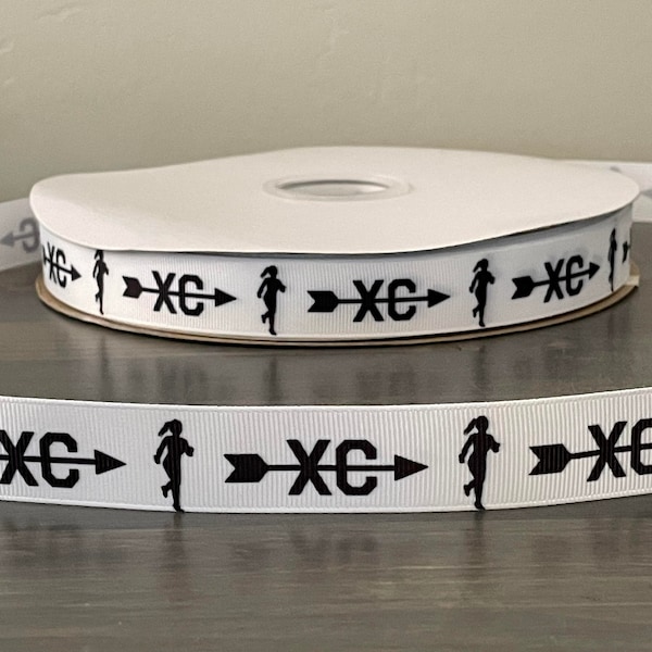 xc - cross country ribbon, 7/8" grosgrain ribbon for bows, cross country ribbon for diy crafters