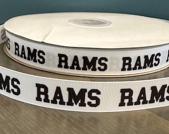 Rams ribbon, 7/8” grosgrain ribbon, school mascot ribbon, Rams school ribbon