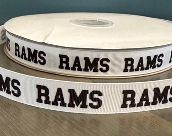 Rams ribbon, 7/8” grosgrain ribbon, school mascot ribbon, Rams school ribbon