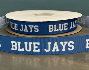 Cinta de los Blue Jays, cinta de grosgrain de 2,2 cm, cinta de 2,2 cm ideal para hacer leis, lazos para mamás o porristas, cinta escolar de los Blue Jays