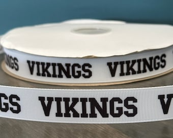 Cinta VIKINGS, cinta de grosgrain de 7/8" en blanco y negro, cinta vikinga de 7/8" ideal para hacer leis, moños o lazos de animadoras.