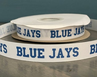 Cinta de los Blue Jays, cinta de grosgrain de 7/8", cinta de 7/8" ideal para hacer guirnaldas, ramilletes o lazos de animadoras, cinta escolar de los Blue Jays