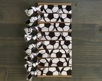 soccer ball hair ties, set of 8 elastic hair ties, ponytail holders, soccer mom, soccer team gift, soccer coach gift, hair tie bracelets