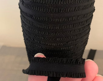 elastic, 5/8" elastic, black ruffle elastic