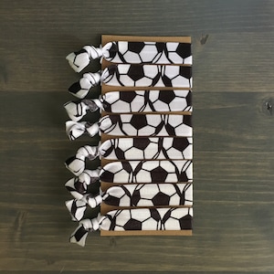 soccer ball hair ties, set of 8 elastic hair ties, ponytail holders, soccer mom, soccer team gift, soccer coach gift, hair tie bracelets