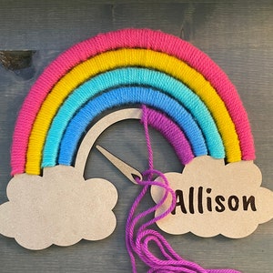 rainbow craft kit, rainbow yarn diy kit, rainbow craft personalized with name