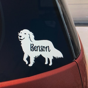 golden retriever decal, Golden Retriever personalized with dog's name vinyl car window decal, golden retriever sticker, golden