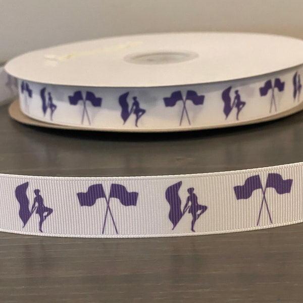 color guard ribbon in purple, 7/8" grosgrain ribbon, color guard gift