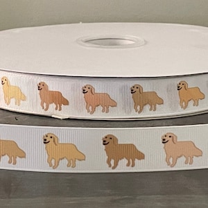 golden retriever ribbon, 7/8" grosgrain ribbon