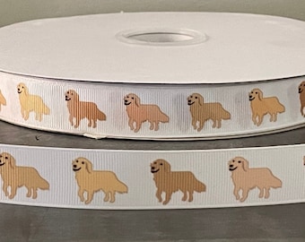 golden retriever ribbon, 7/8&quot; grosgrain ribbon