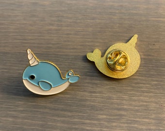 narwhal enamal pin, narwhal accessory