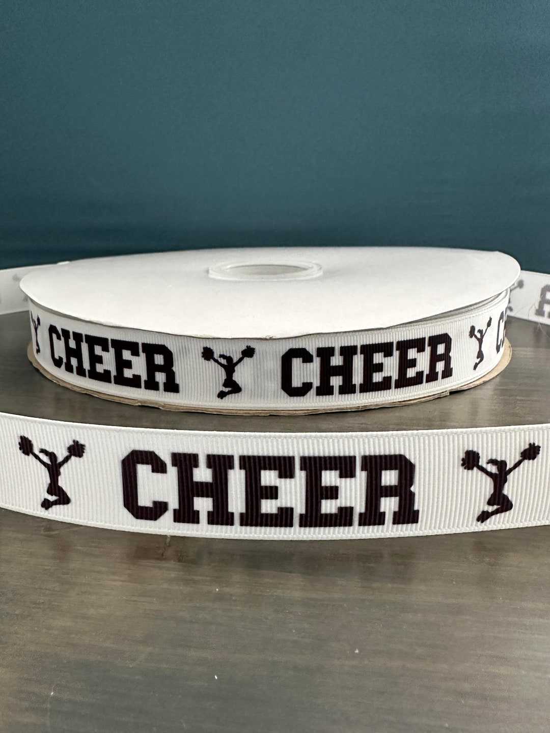 Cheer Ribbon Black and White, 7/8