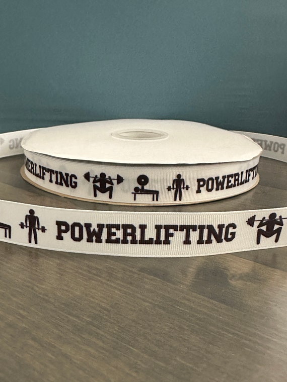 powerlifting ribbon, 7/8" grosgrain ribbon, 7/8" ribbon that is great for making leis or mums