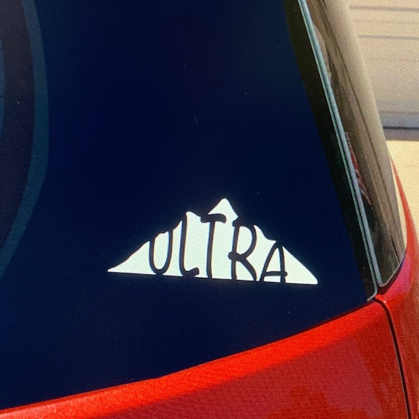 ultra runner mountain decal, trail running vinyl sticker, ultra car decal, mountain car sticker, gift for ultra runner