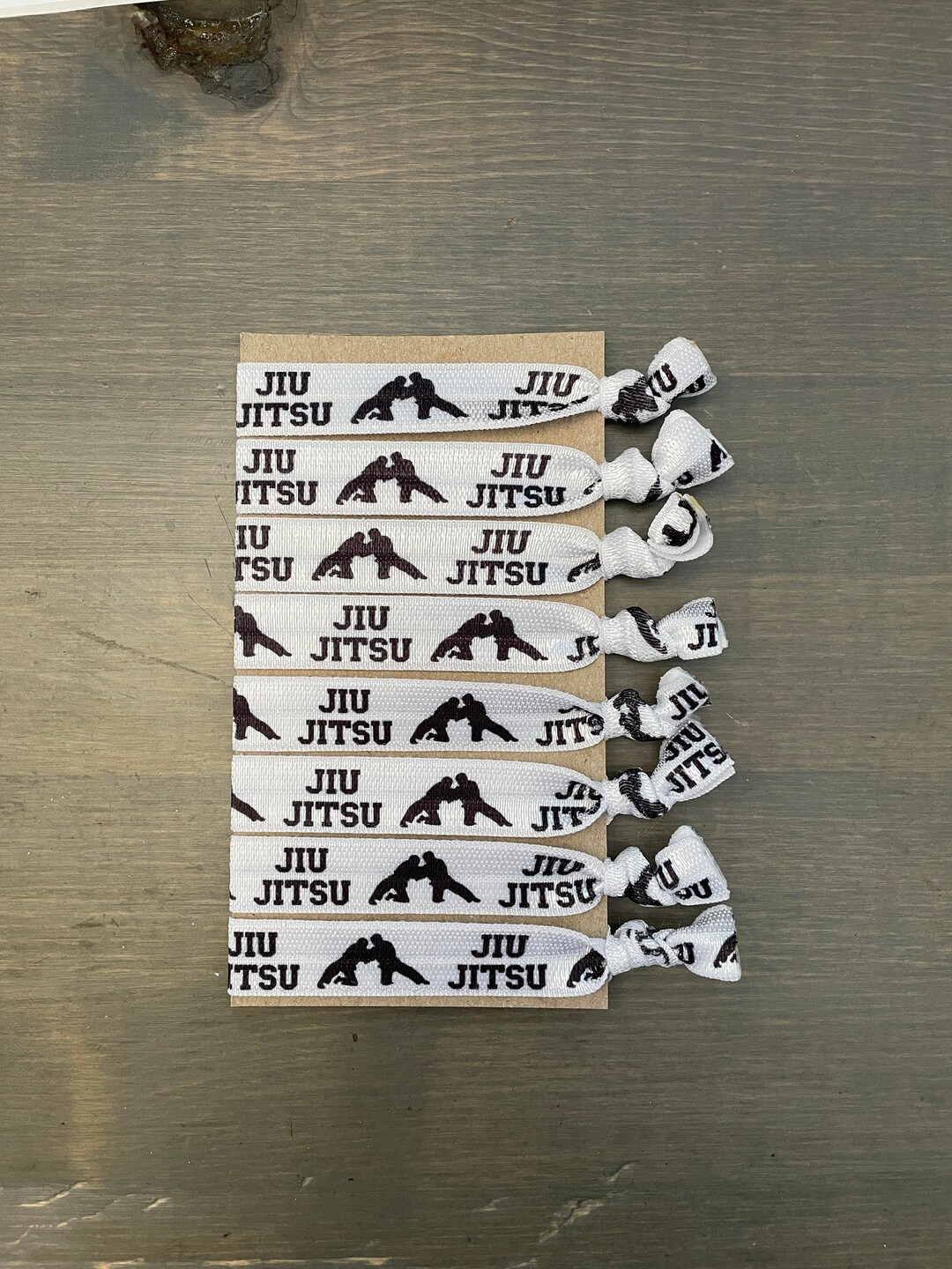 Jiu Jitsu Hair Tie Bracelets, Jiu Jitsu Elastic Hair Ties, Set of 8