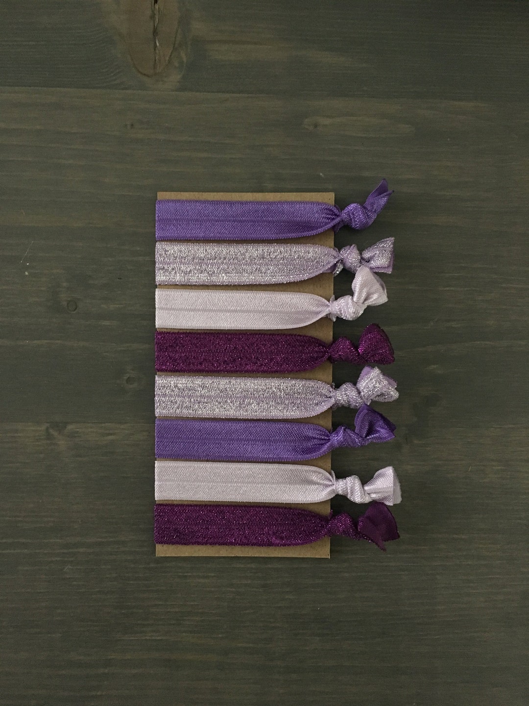 Purple Hair Tie Set, Set of 8 Hair Ties, Ponytail Holders, Yoga Hair