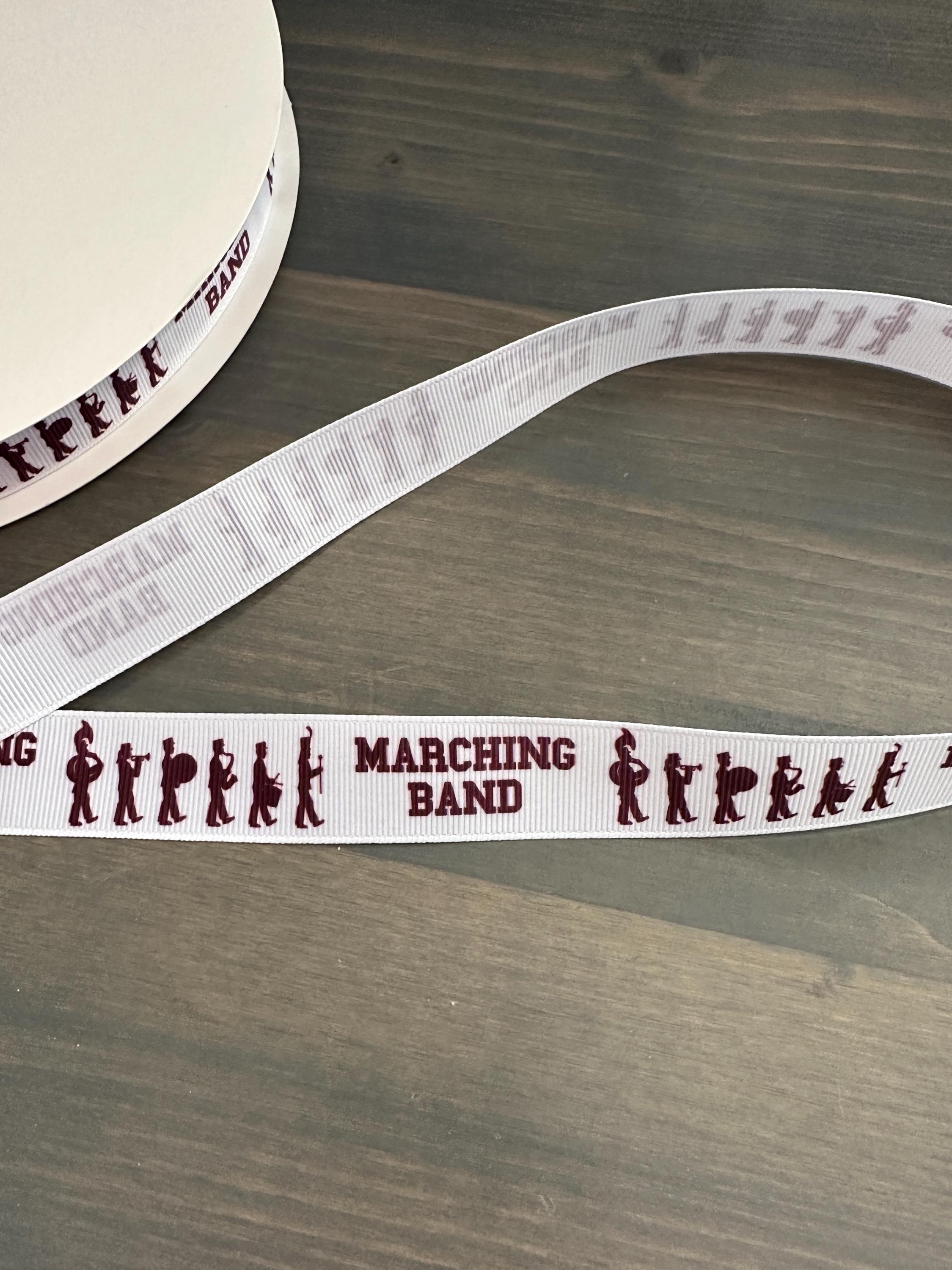Marching Band Ribbon in Maroon/burgundy and White, 7/8