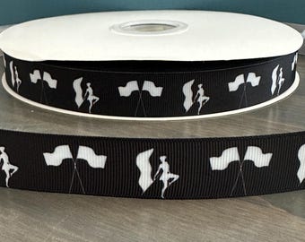 color guard ribbon in black and whtie, 7/8" grosgrain ribbon, color guard gift