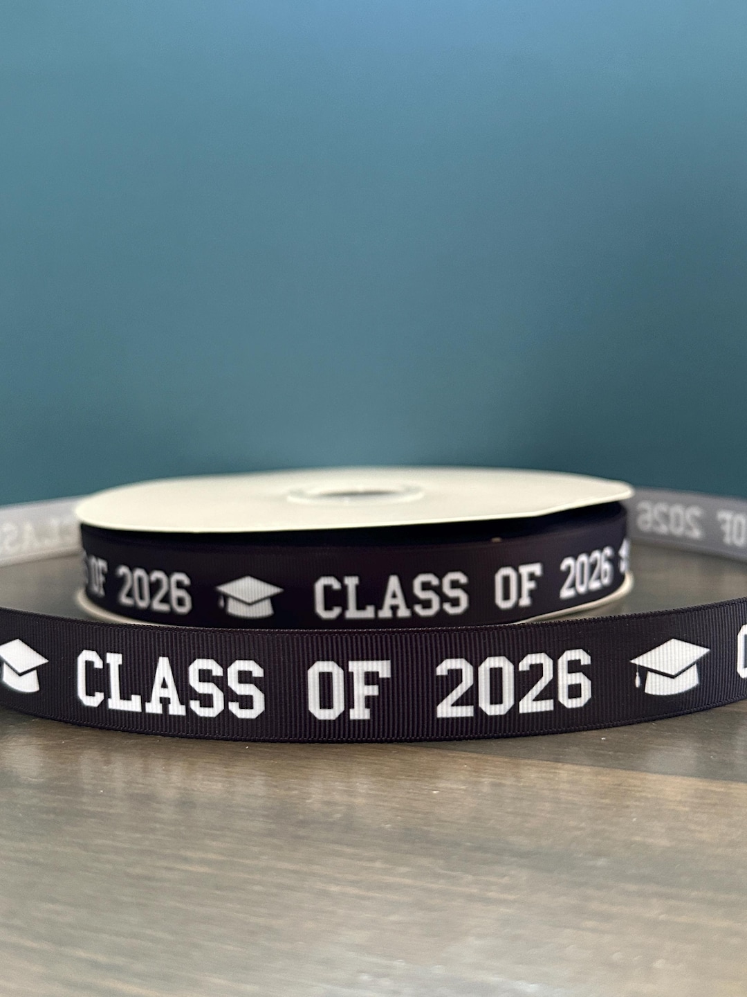Class of 2026 Ribbon With Black Background and Design in White, 7/8 ...