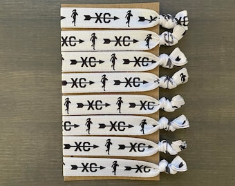 xc hair ties, cross country hair tie bracelets, set of 8 ponytail holders, cross country runner bracelets, girls cross country gifts