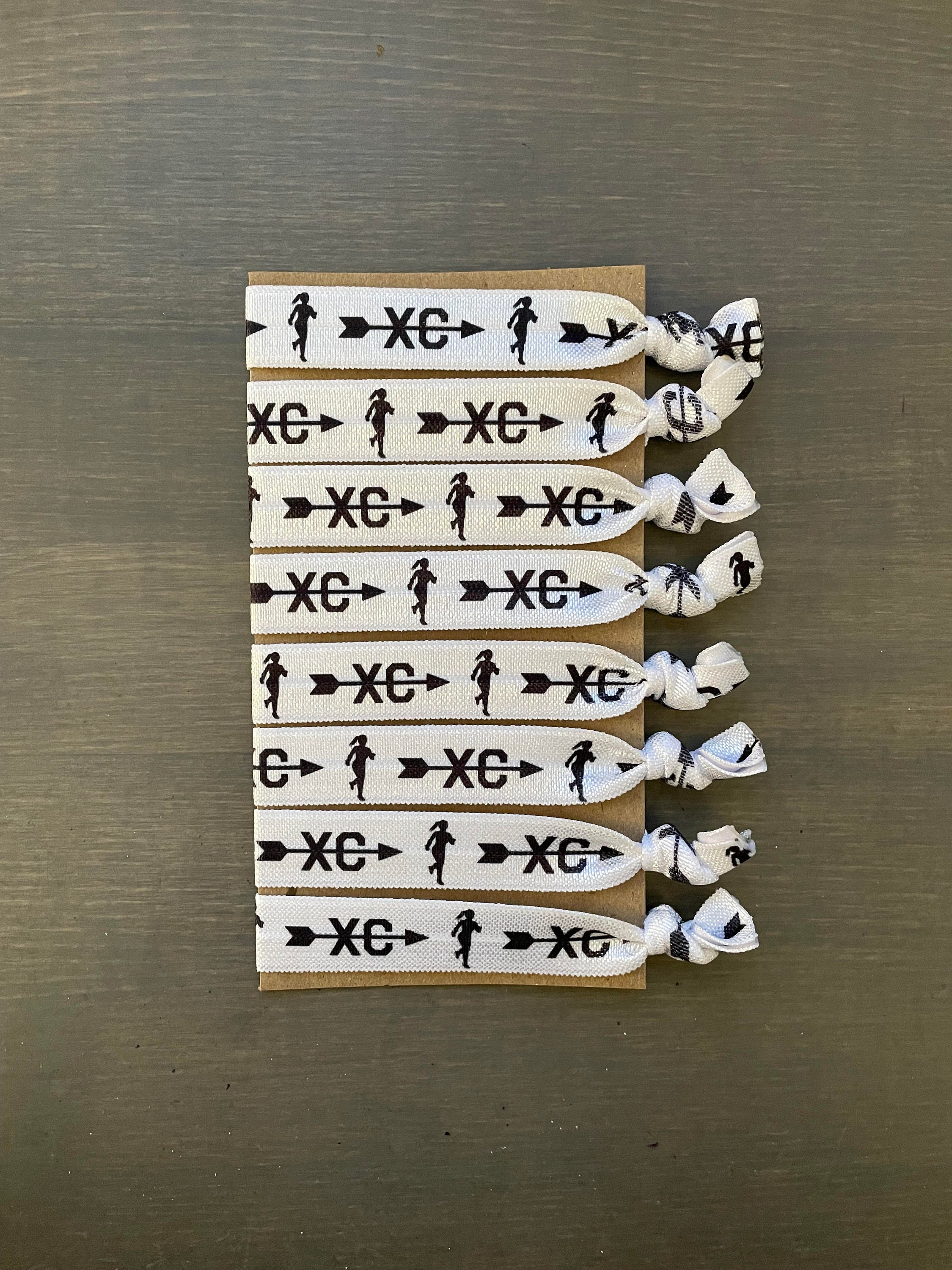 xc hair ties, cross country hair tie bracelets, set of 8 ponytail hol…