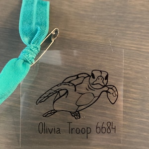 sea turtle diy swap kits, 90 personalized swaps personalized with name and troop #, honu swaps