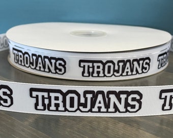 Cinta de los Troyanos, cinta de grosgrain de 7/8”, cinta de mascota escolar, cinta escolar de los Troyanos